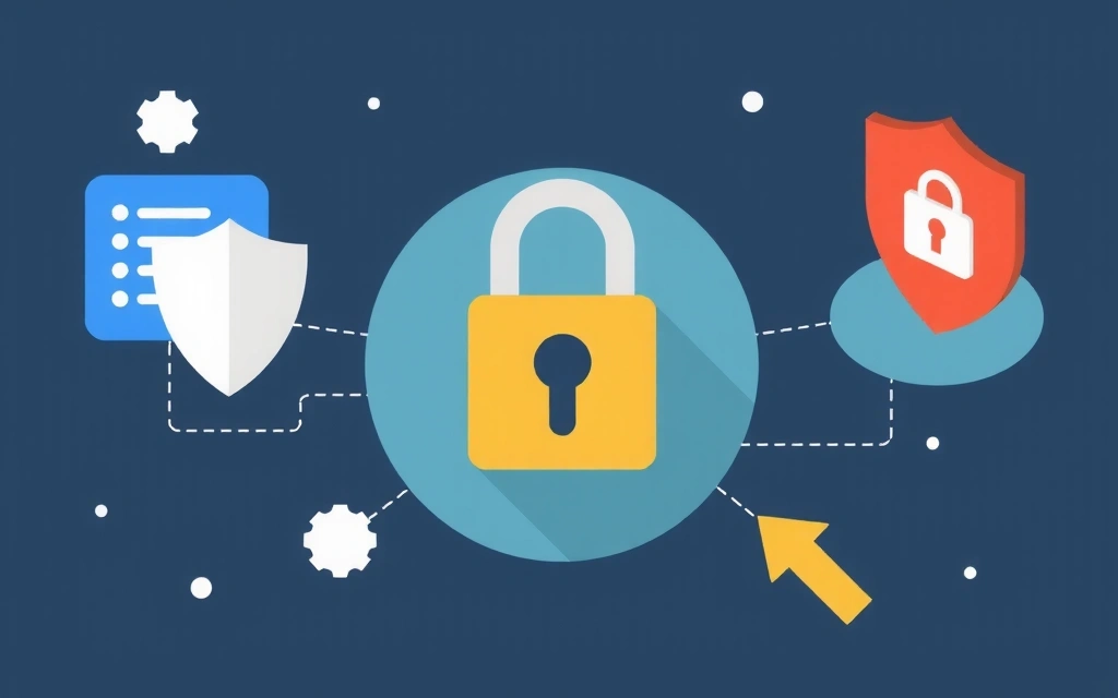 Ilustracja przedstawiająca bezpieczne przechowywanie danych, z ikoną kłódki i tarczą, symbolizującą ochronę prywatności online.